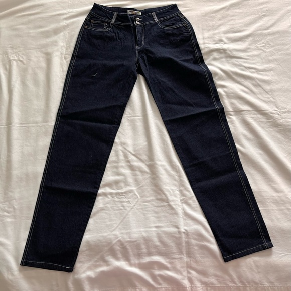 Lovesweet Denim Dark Navy Jeans with Wing Rhinestone Design - Picture 2 of 9